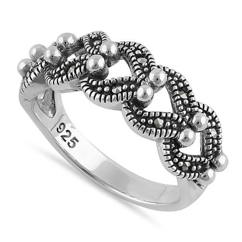 Sterling Silver Half Eternal Bali Marcasite Ring - Unique Inspirations by Tracy and Anna