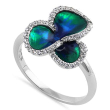 Load image into Gallery viewer, Sterling Silver Hand-Painted Trio Petal Multi-Colored with CZ Ring and Earrings - Unique Inspirations by Tracy and Anna