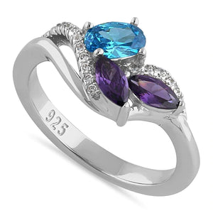 Sterling Silver Blue Topaz Oval Amethyset Marquise CZ Ring - Unique Inspirations by Tracy and Anna