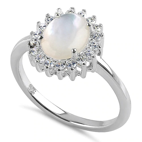 Oval Mother of Pearl Opal CZ Ring Size 8 - Unique Inspirations by Tracy and Anna