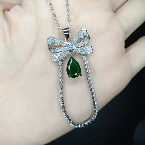 Sweet Water Droplets Bow Knot Necklace