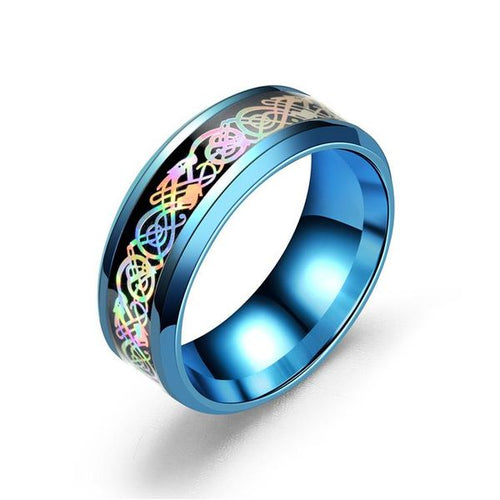 Blue Ring with Gold Design - Unique Inspirations by Tracy and Anna