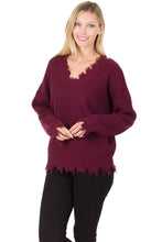 Load image into Gallery viewer, DROP SHOULDER DISTRESSED SWEATER - Unique Inspirations by Tracy and Anna