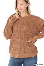 Load image into Gallery viewer, HI-LOW LONG SLEEVE WAFFLE SWEATER - Unique Inspirations by Tracy and Anna