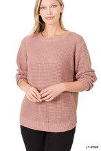 Load image into Gallery viewer, HI-LOW LONG SLEEVE WAFFLE SWEATER - Unique Inspirations by Tracy and Anna