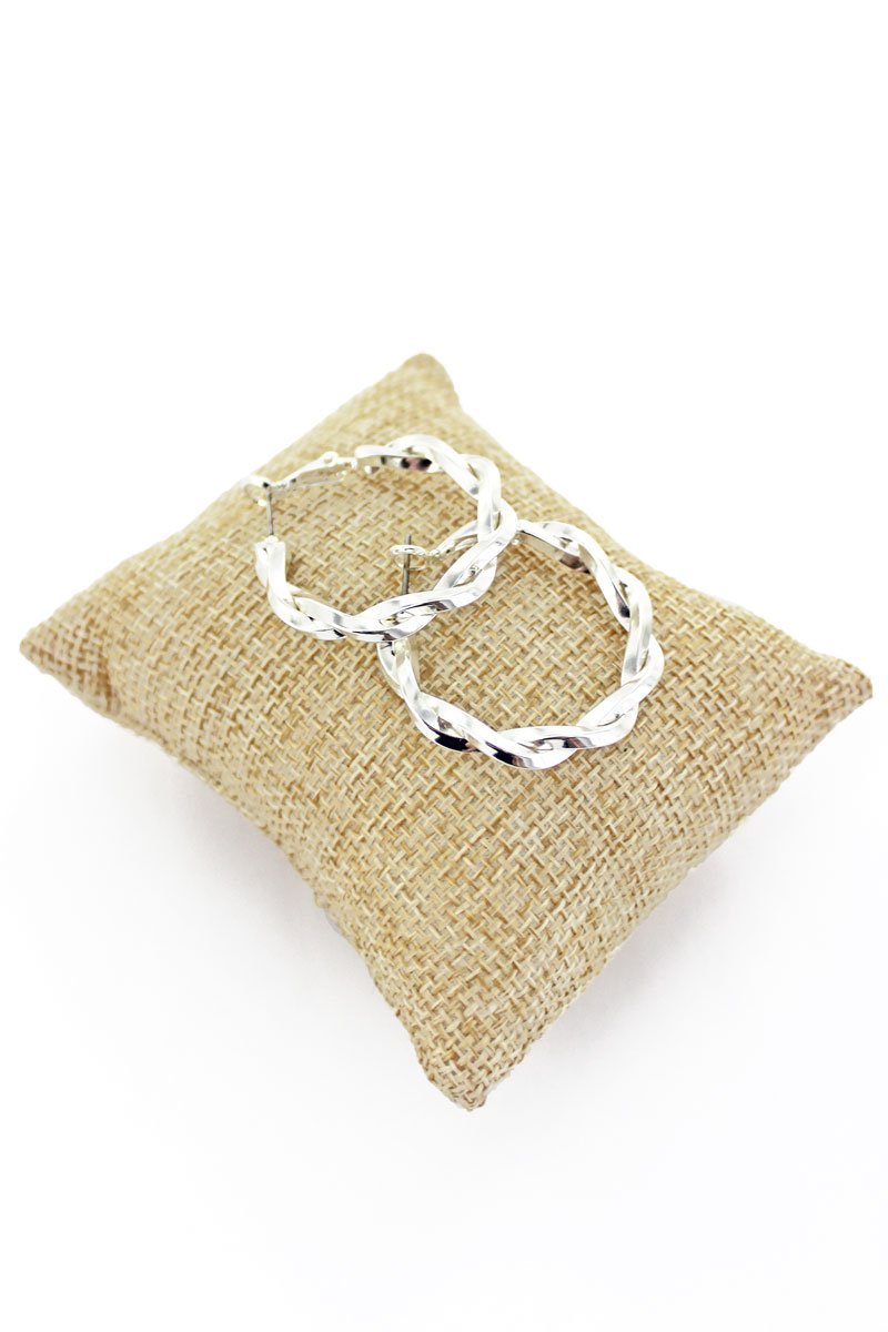 TWISTED SILVERTONE HOOP EARRINGS - Unique Inspirations by Tracy and Anna