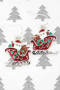 SANTA IN HIS SLEIGH ENAMEL EARRINGS - Unique Inspirations by Tracy and Anna