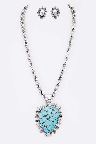 Oversize Stone Pendant Necklace Set - Unique Inspirations by Tracy and Anna