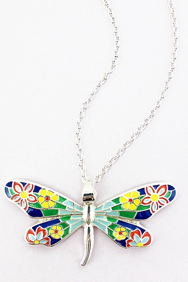 SUMMER MEADOW MOSAIC DRAGONFLY NECKLACE - Unique Inspirations by Tracy and Anna