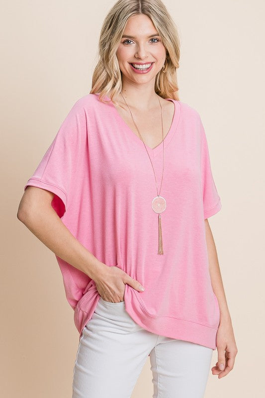 ETK-8450-PL Casual Knit Doman Sleeve Top - Unique Inspirations by Tracy and Anna