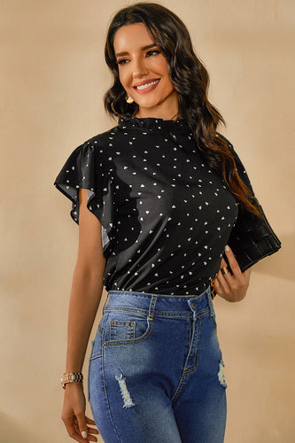 Mock Neck Heart Print Top - Unique Inspirations by Tracy and Anna