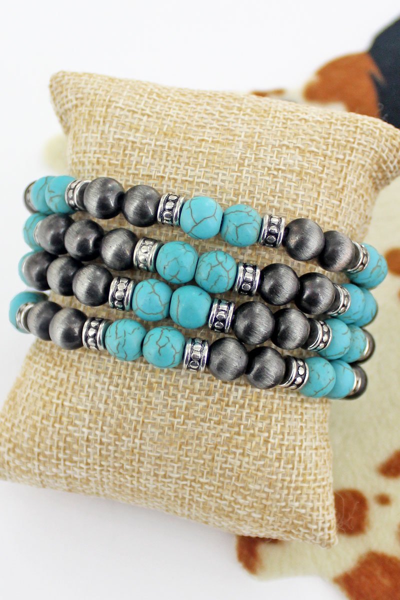 TURQUOISE AND NAVAJO INSPIRED PEARL BRACELET SET - Unique Inspirations by Tracy and Anna