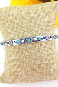 LYNDON TURQUOISE AND SILVERTONE STRETCH BRACELET - Unique Inspirations by Tracy and Anna