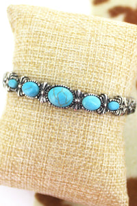 HAVILAH TURQUOISE AND SILVERTONE STRETCH BRACELET - Unique Inspirations by Tracy and Anna