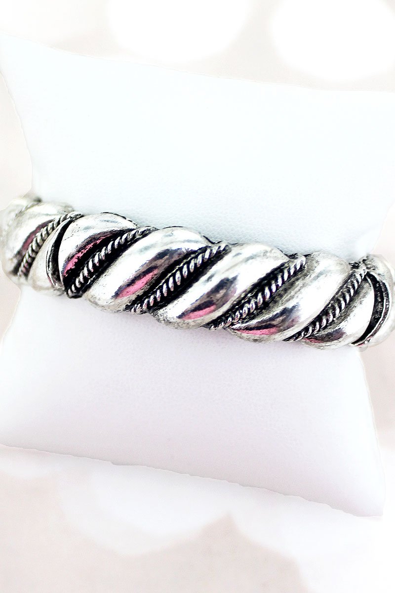 SILVERTONE TWISTING TRAIL STRETCH BRACELET - Unique Inspirations by Tracy and Anna