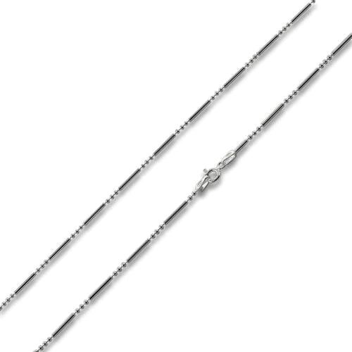 Sterling Silver Bar & 3 Beads Chain 1.6mm 20