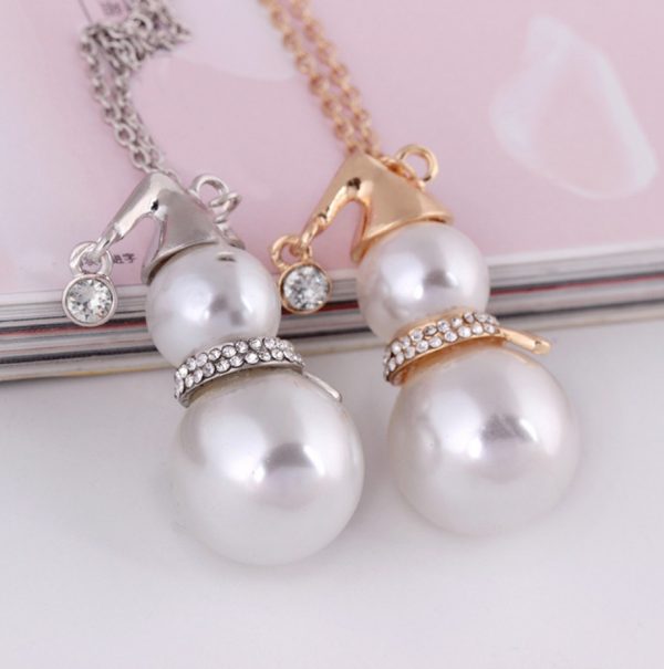 Snowman Pearl and Rhinestone Necklace - Unique Inspirations by Tracy and Anna