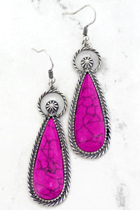 FUCHSIA PINK MEADOW LAKE TEARDROP EARRINGS - Unique Inspirations by Tracy and Anna