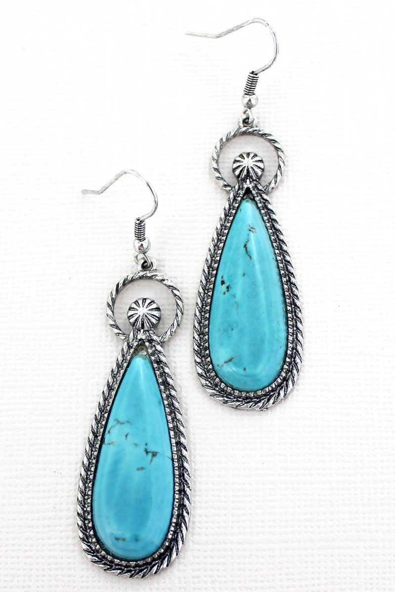 TURQUOISE MEADOW LAKE TEARDROP EARRINGS - Unique Inspirations by Tracy and Anna