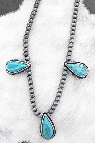 TURQUOISE TRIPLE TEARDROP PETITE PEARL CHOKER - Unique Inspirations by Tracy and Anna