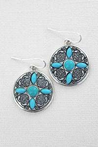 Western Dance Silvertone Disk Earrings - Unique Inspirations by Tracy and Anna