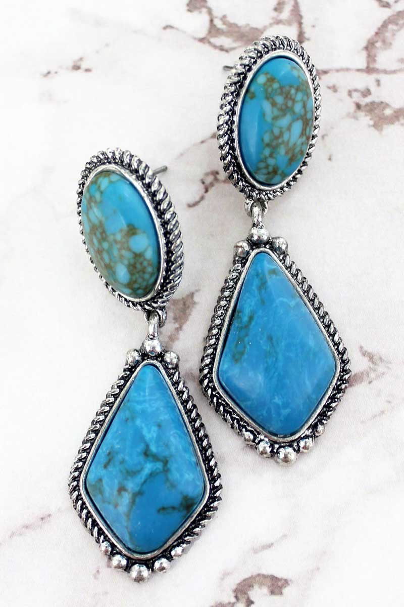 TURQUOISE MARBLED GALLATIN EARRINGS - Unique Inspirations by Tracy and Anna