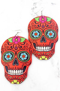 WOOD SUGAR SKULL EARRINGS - Unique Inspirations by Tracy and Anna