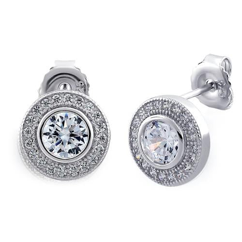 Sterling Silver Circle Stud CZ Earrings - Unique Inspirations by Tracy and Anna