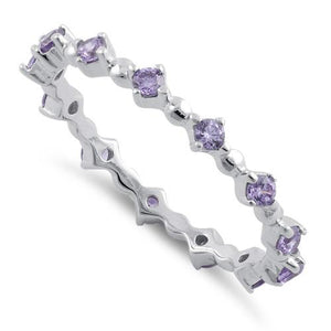 Sterling Silver Eternity Thin Amethyst CZ Ring - Unique Inspirations by Tracy and Anna