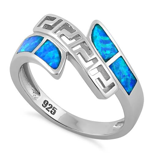 Sterling Silver Greek Pattern Lab Opal Ring - Unique Inspirations by Tracy and Anna