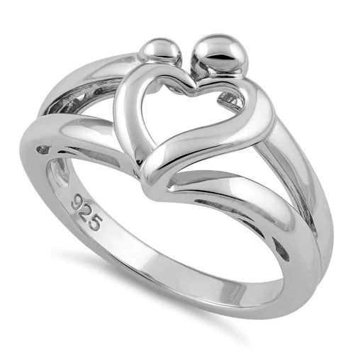 Sterling Silver Mother and Child Heart Ring - Unique Inspirations by Tracy and Anna