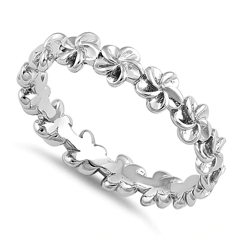 Sterling Silver Plumeria Eternity Band Ring - Unique Inspirations by Tracy and Anna