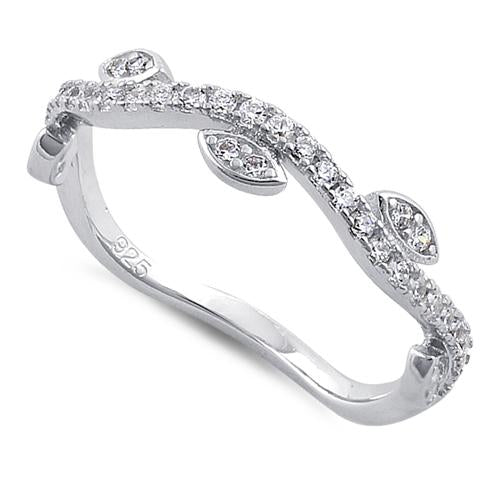 Sterling Silver Wavy Vines Clear CZ Ring - Unique Inspirations by Tracy and Anna