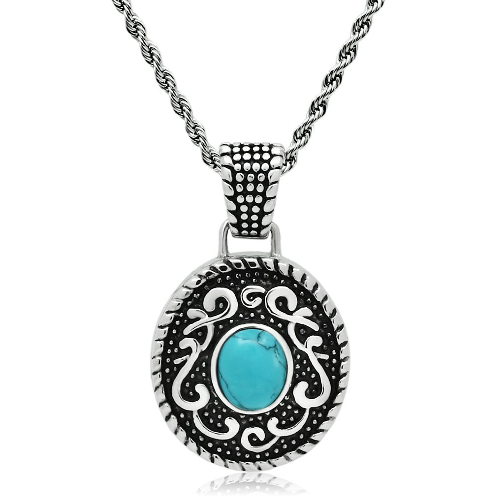 Stainless Steel Turquoise Sea Blue Necklace - Unique Inspirations by Tracy and Anna